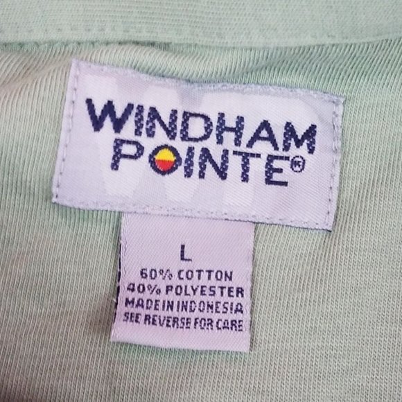 Men's Windham Pointe Large Green Polo Ribbed Hem Short Sleeve Single Pocket - Picture 3 of 8